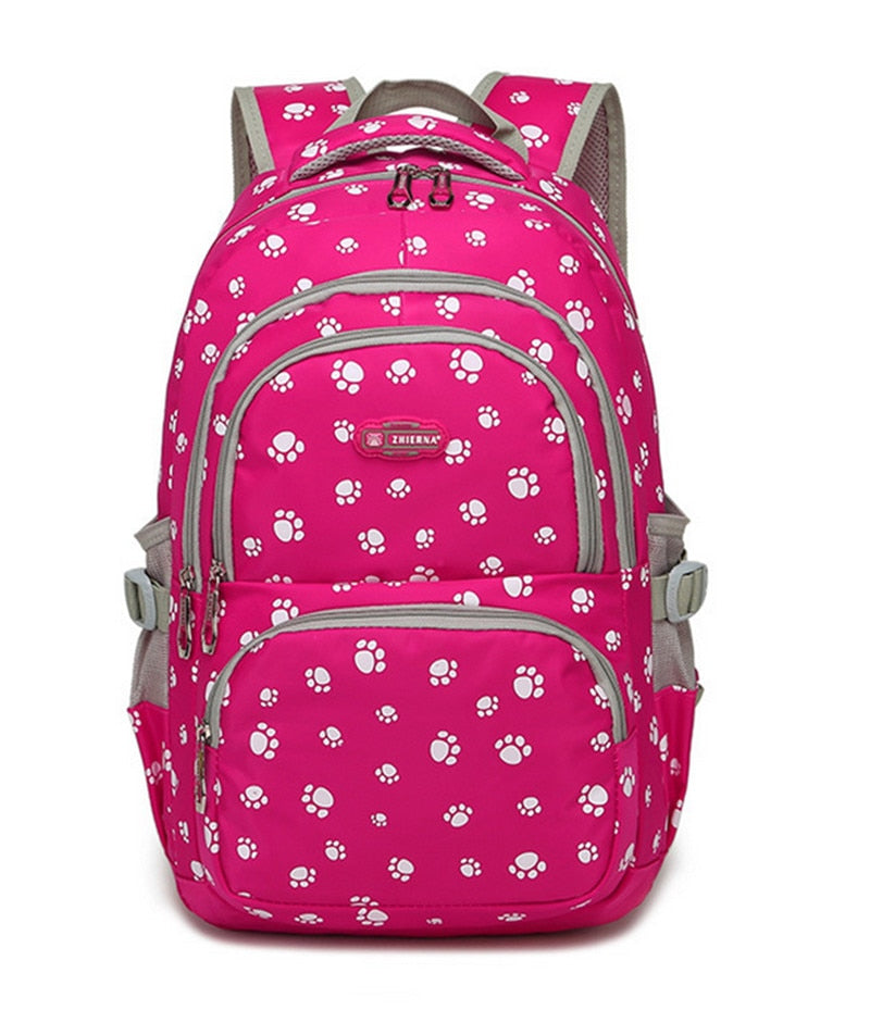 Paw Print Backpack-school Backpacks-rose red-mysticalcherry