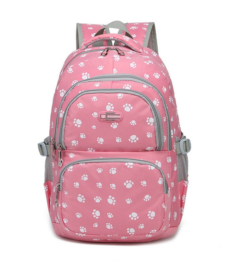 Paw Print Backpack-school Backpacks-pink-mysticalcherry