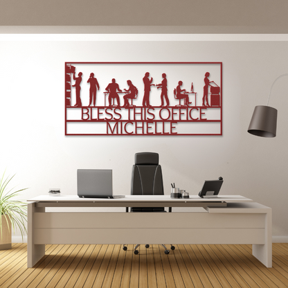 Personalized Bless This Office Metal Wall Art-Wall Art-mysticalcherry