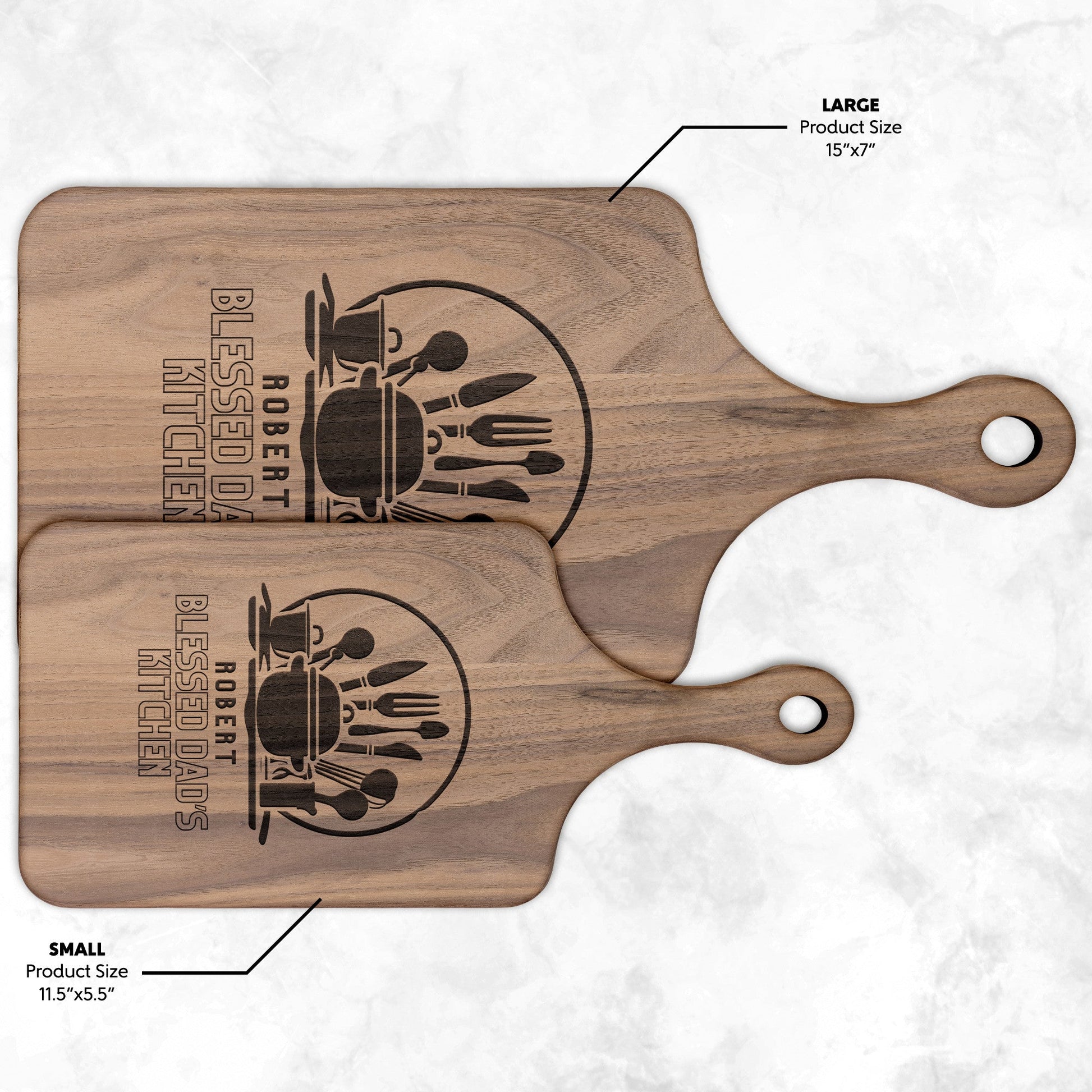 Personalized Blessed Dad's Kitchen Hardwood Cutting Board-Kitchenware-Small-Walnut-mysticalcherry