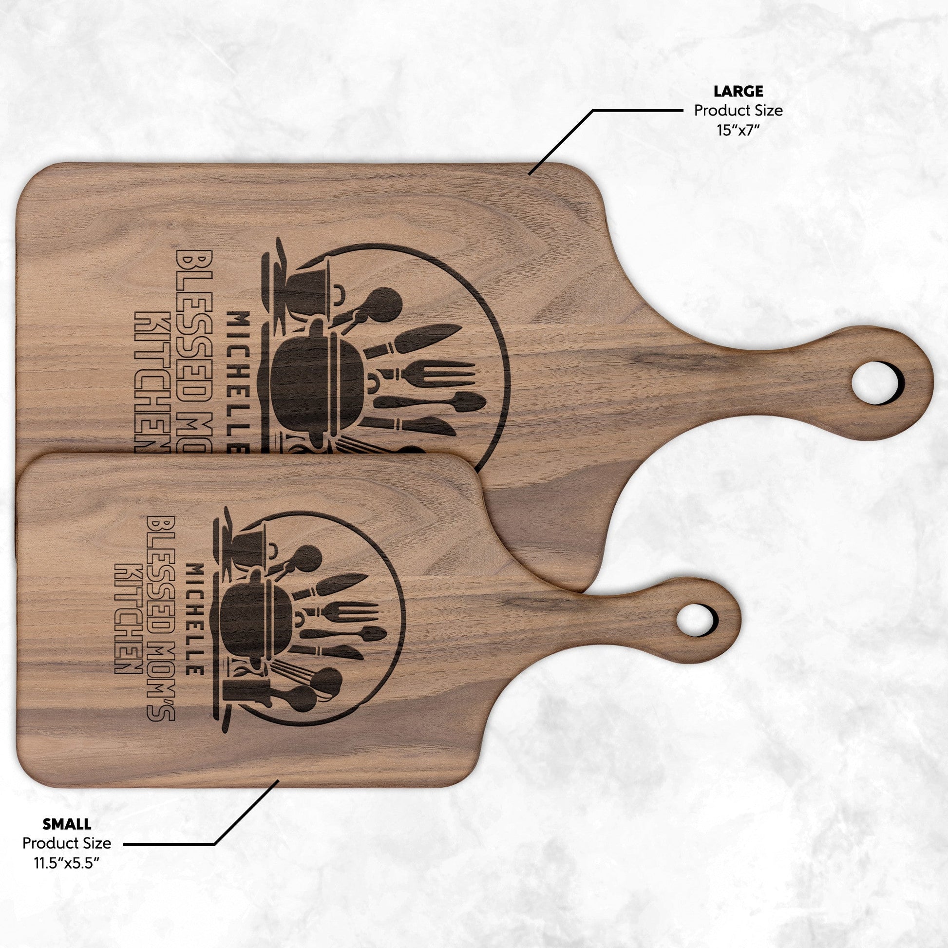 Personalized Blessed Mom's Kitchen Hardwood Cutting Board-Kitchenware-Small-Walnut-mysticalcherry