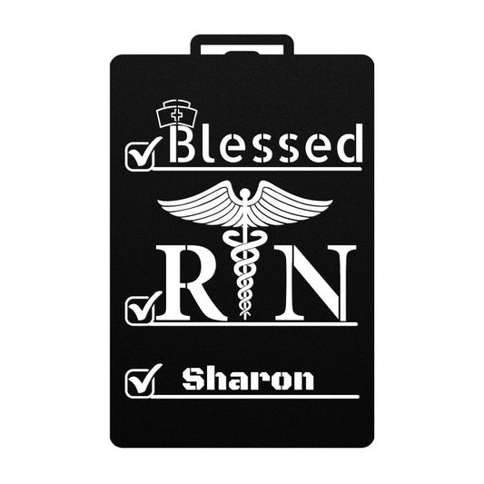 Personalized Blessed Nurse Clipboard Metal Wall Art Sign-Wall Art-Black-12 Inch-mysticalcherry