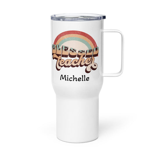 Personalized Blessed Teacher Travel Tumbler Mug--mysticalcherry