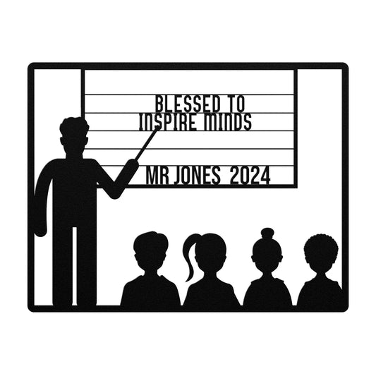 Personalized Blessed to Inspire Minds Male Teacher Metal Wall Decor teelaunch