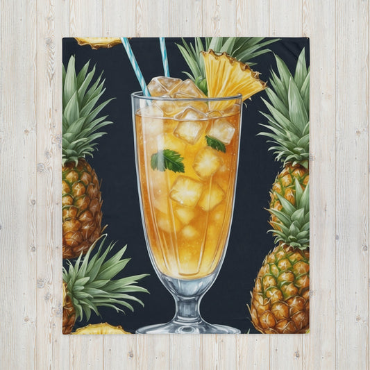 Pineapple Mocktail Graphic Throw Blanket-50″×60″-Pineapple Mocktail Graphic 1-mysticalcherry