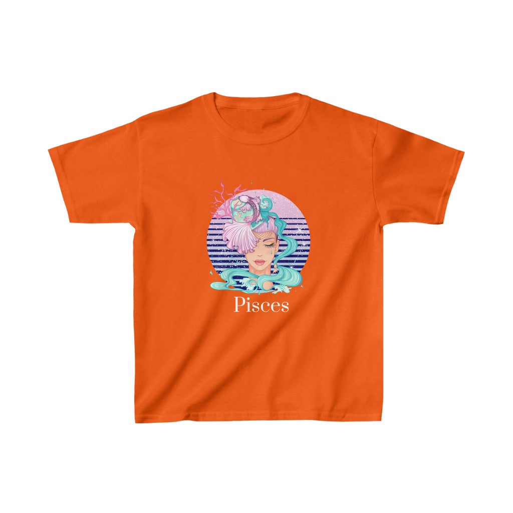 Pisces Kids Cotton™ Tee-Kids clothes-XS-Orange-mysticalcherry