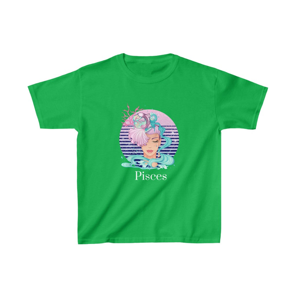 Pisces Kids Cotton™ Tee-Kids clothes-XS-Irish Green-mysticalcherry
