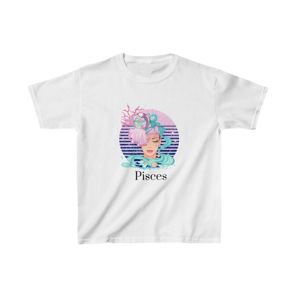 Pisces Kids Cotton™ Tee-Kids clothes-XS-White-mysticalcherry