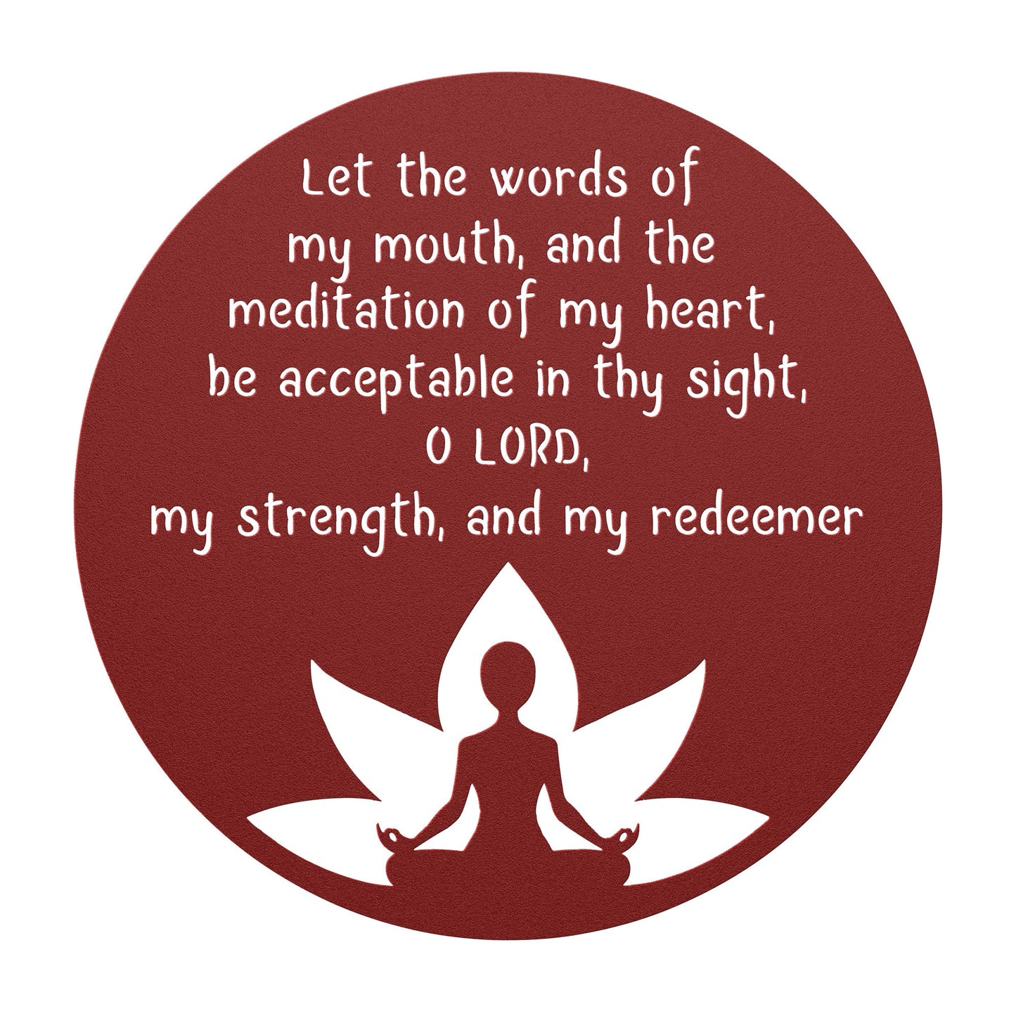 Psalm 19:14 Let the Words Of My Mouth Metal Wall Art Sign-Wall Art-Red-12 Inch-mysticalcherry