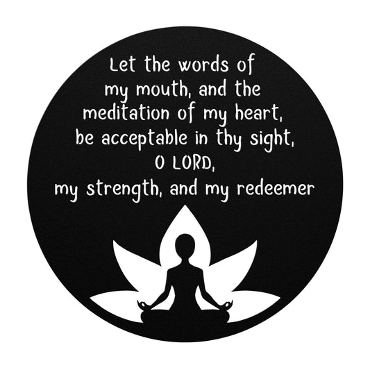 Psalm 19:14 Let the Words Of My Mouth Metal Wall Art Sign-Wall Art-Black-12 Inch-mysticalcherry