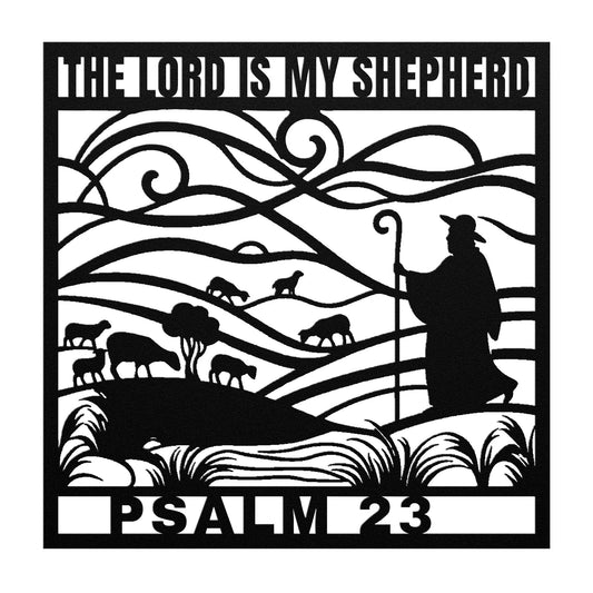 Psalm 23: The Lord is My Shepherd Metal Wall Art-Wall Art-Black-12 Inch-mysticalcherry
