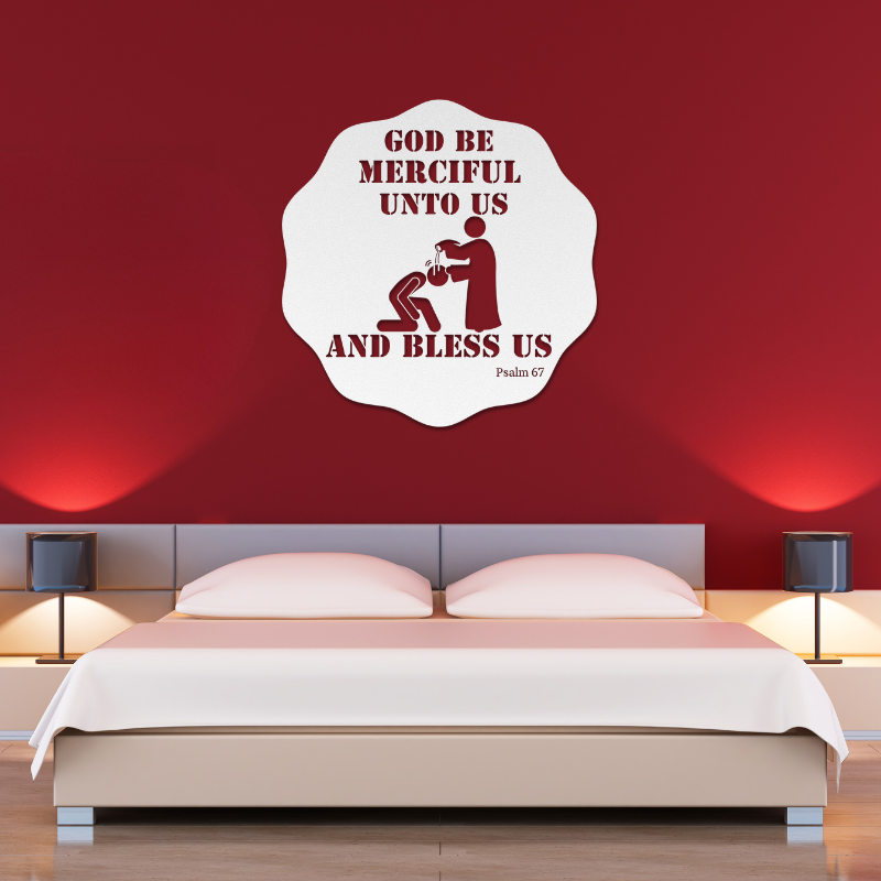 Psalm 67: God Be Merciful Unto Us, And Bless Us Metal Wall Art Sign-Wall Art-White-12 Inch-mysticalcherry