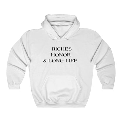 RICHES HONOR & LONG LIFE HOODIE-Hoodie-White-L-mysticalcherry