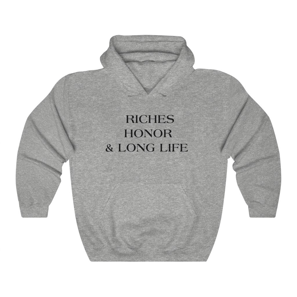 RICHES HONOR & LONG LIFE HOODIE-Hoodie-Sport Grey-L-mysticalcherry