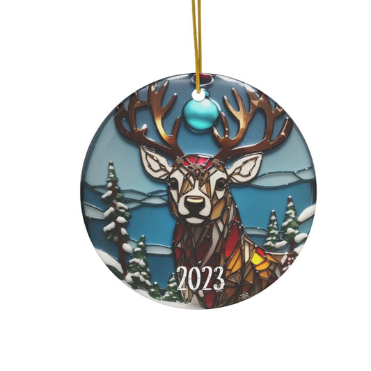 Reindeer Ceramic Ornament-Home Decor-Circle-One Size-mysticalcherry