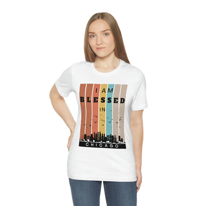 Retro I Am Blessed in Chicago Skyline T-shirt-T-Shirt-mysticalcherry