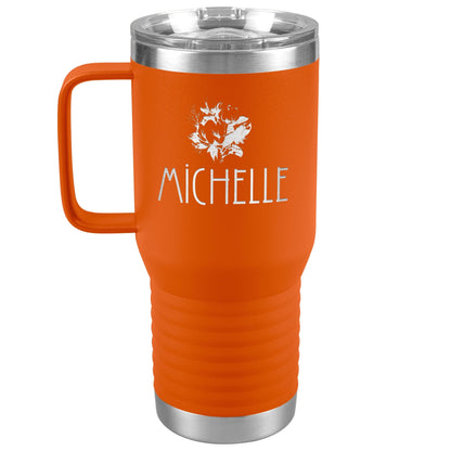 Rose Personalized Insulated Travel Tumbler With Handle-Tumblers-Orange-mysticalcherry