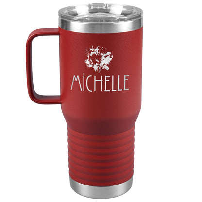 Rose Personalized Insulated Travel Tumbler With Handle-Tumblers-Red-mysticalcherry