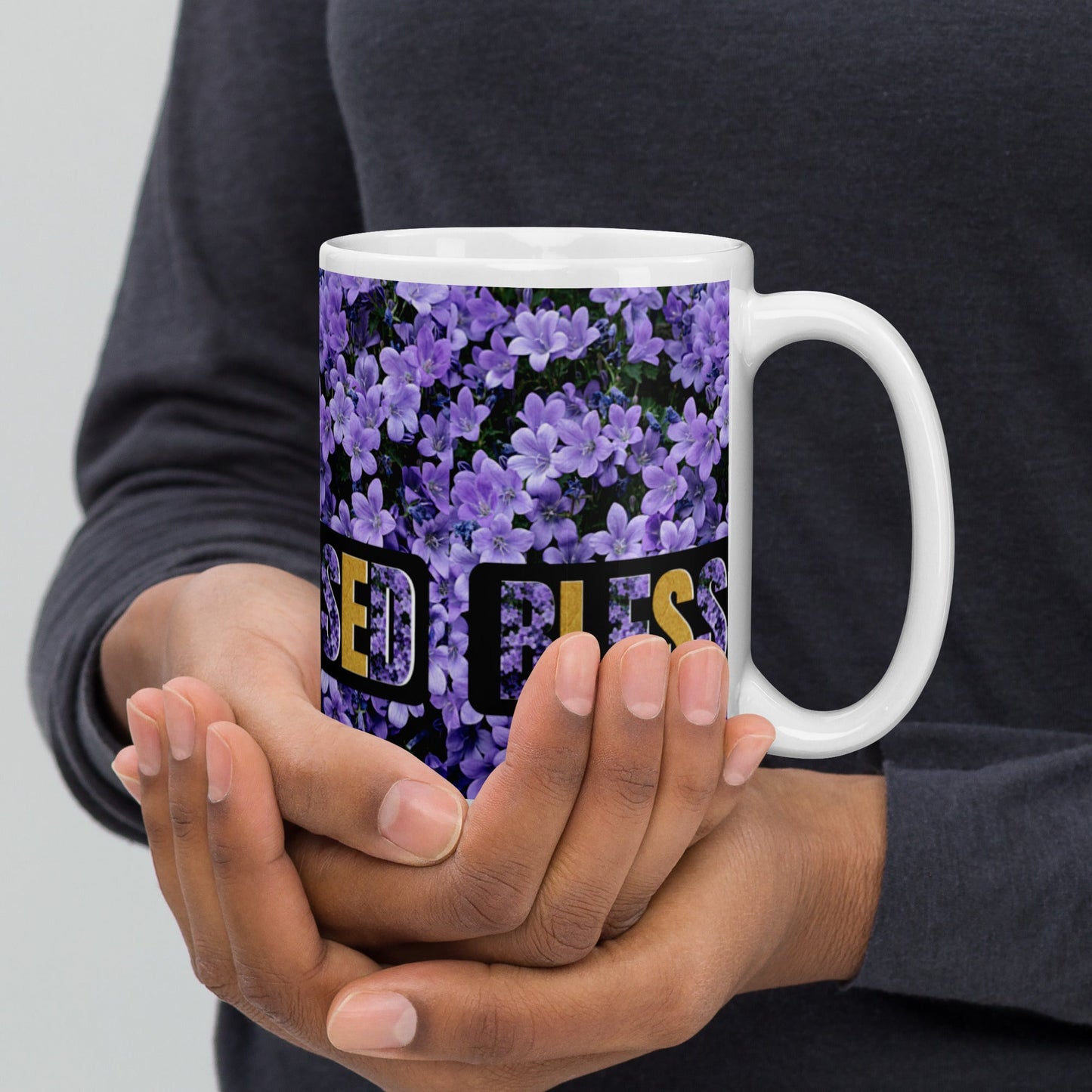 SERENE SIPS: THE FLOWERS BLESSED MUGS COLLECTION-white mug-Purple Flowers-15oz-mysticalcherry