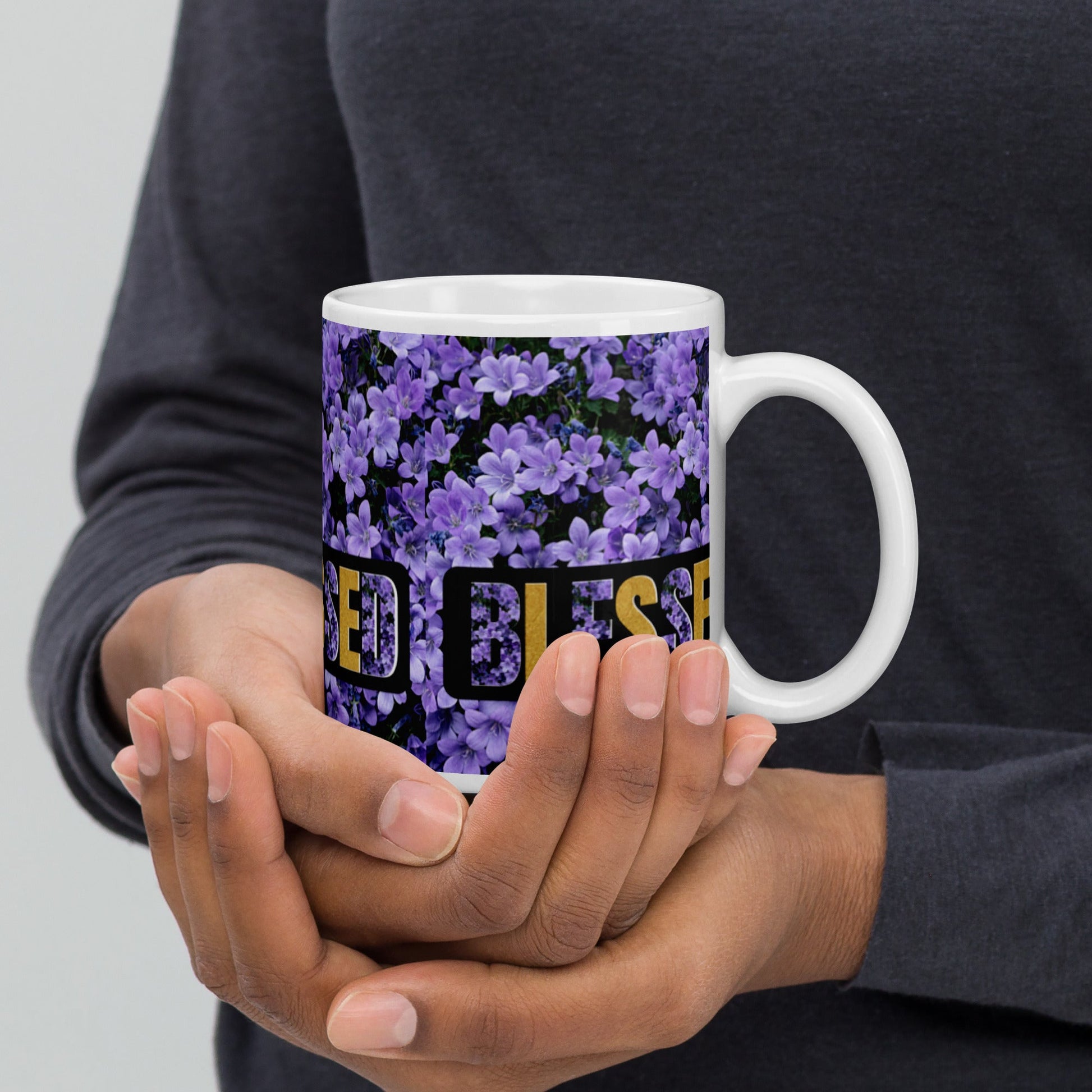 SERENE SIPS: THE FLOWERS BLESSED MUGS COLLECTION-white mug-Purple Flowers-11oz-mysticalcherry