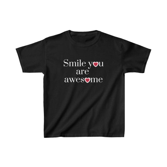 SMILE YOU ARE AWESOME KIDS COTTON™ TEE-Kids clothes-XS-Black-mysticalcherry