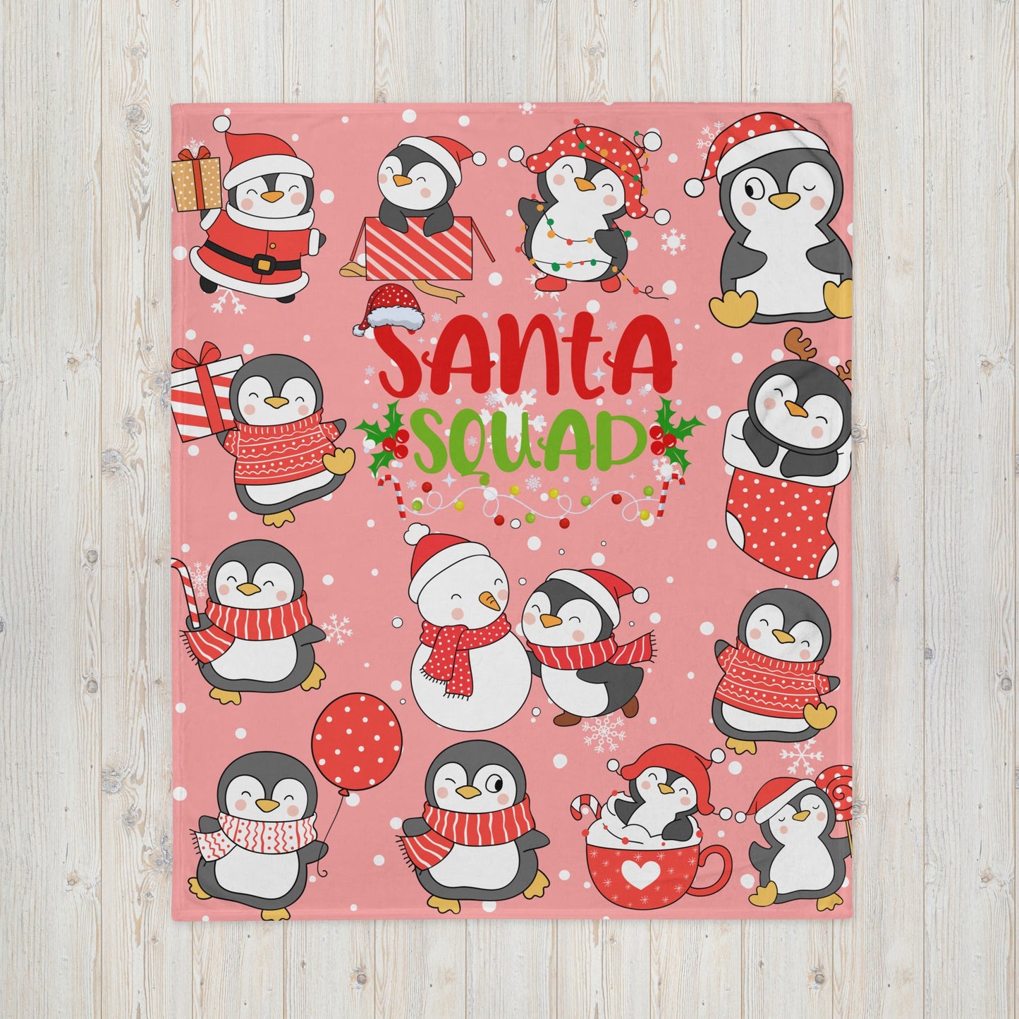 Santa Penguin Squad Throw Blanket-THROW BLANKET-50″×60″-Santa Penguin Squad2-mysticalcherry