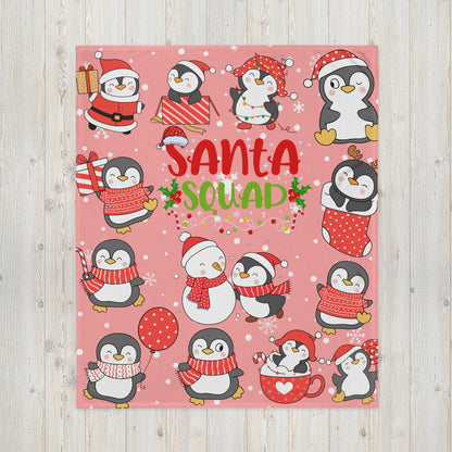 Santa Penguin Squad Throw Blanket-THROW BLANKET-50″×60″-Santa Penguin Squad2-mysticalcherry