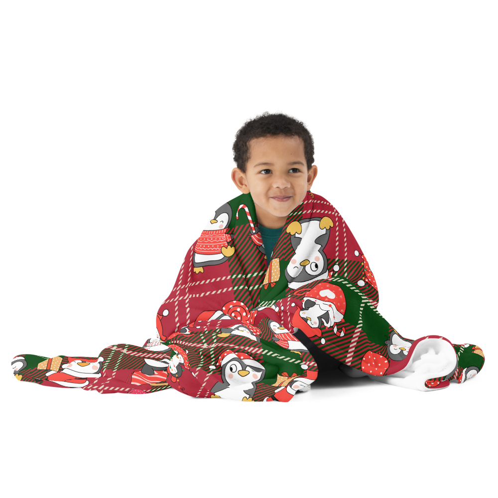 Santa Penguin Squad Throw Blanket-THROW BLANKET-mysticalcherry