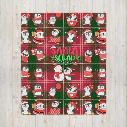 Santa Penguin Squad Throw Blanket-THROW BLANKET-50″×60″-Santa Penguin Squad 1-mysticalcherry