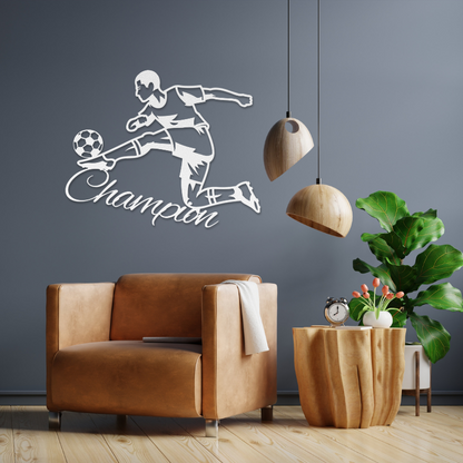 Soccer Champion Metal Wall Art-Wall Art-White-12 Inch-mysticalcherry