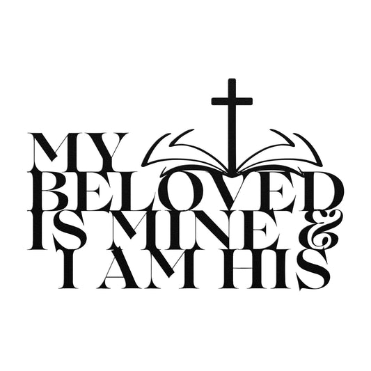 Song of Solomon 2:16: My Beloved is Mine and I am His Metal Wall Art-Wall Art-Black-12 Inch-mysticalcherry