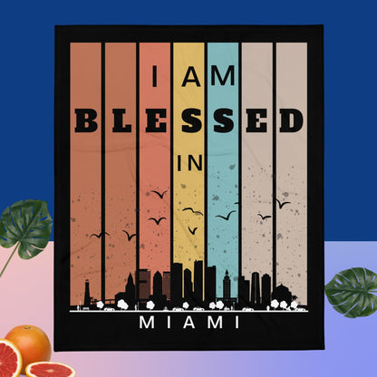 Southeast Retro I AM Blessed City Skylines Throw Blankets-THROW BLANKET-50″×60″-Miami-mysticalcherry