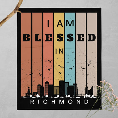 Southwest Retro I AM Blessed City Skylines Throw Blankets-THROW BLANKET-50″×60″-Richmond-mysticalcherry
