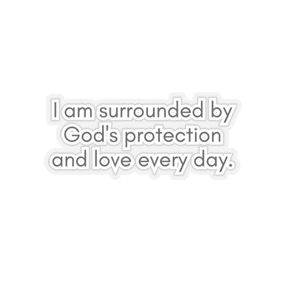 Surrounded By God's Protection Inspirational Quote Kiss-Cut Stickers-Paper products-3" × 3"-Transparent-mysticalcherry