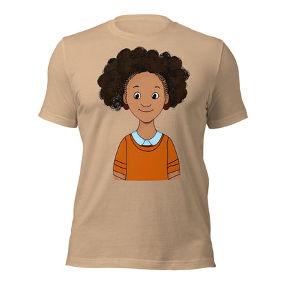 Synetta A 6yr Old Happy Girl Art T-shirt-Wearable art t-shirt-Tan-XS-mysticalcherry