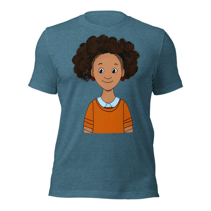 Synetta A 6yr Old Happy Girl Art T-shirt-Wearable art t-shirt-Heather Deep Teal-S-mysticalcherry