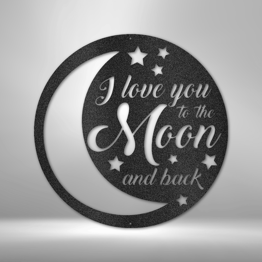 To the Moon and Back - Steel Sign-Steel Sign-Black-12"-mysticalcherry