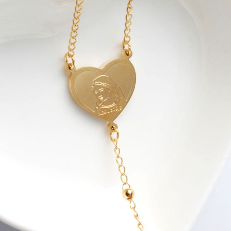 Virgin Mary Heart Rosary Necklace-necklace-mysticalcherry