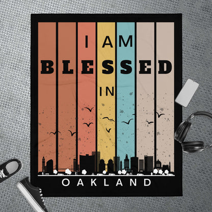West Retro I AM Blessed City Skylines Throw Blankets-THROW BLANKET-50″×60″-Oakland-mysticalcherry