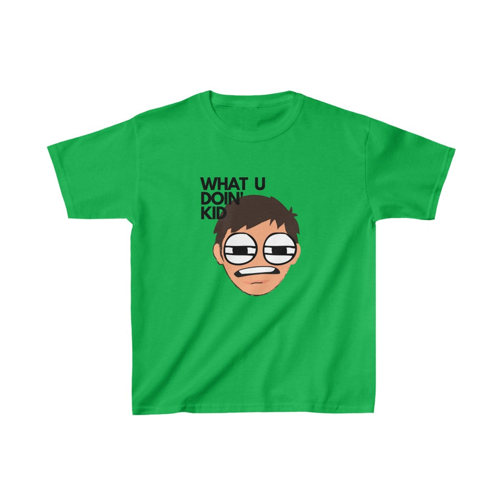 What U Doin Kid Cotton™ Tee-Kids clothes-XS-Irish Green-mysticalcherry