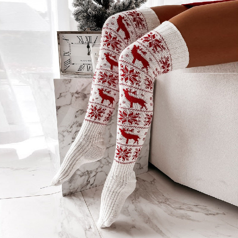 Winter Christmas Long High Socks-socks-White-Average Size-mysticalcherry