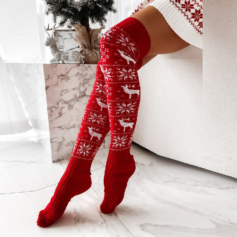 Winter Christmas Long High Socks-socks-Red-Average Size-mysticalcherry