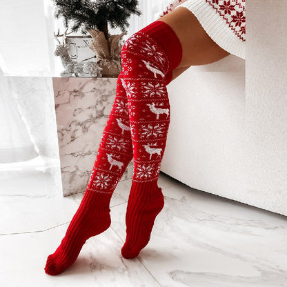 Winter Christmas Long High Socks-socks-Red-Average Size-mysticalcherry