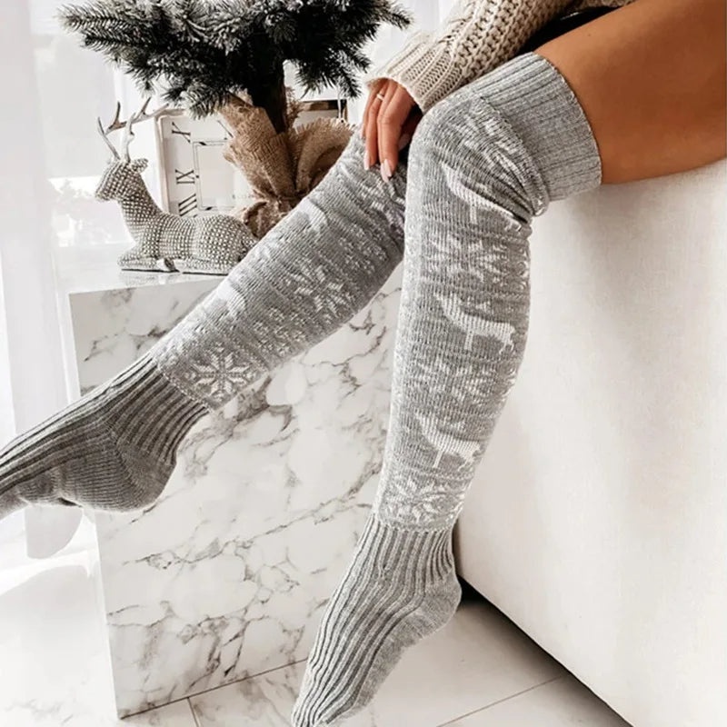 Winter Christmas Long High Socks-socks-mysticalcherry