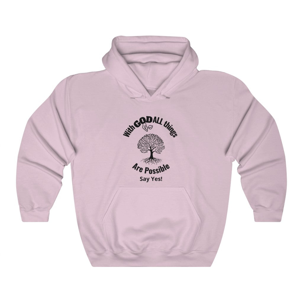 With GOD ALL Things Are Possible...Say Yes! Graphic Hoodie-Hoodie-Light Pink-S-mysticalcherry