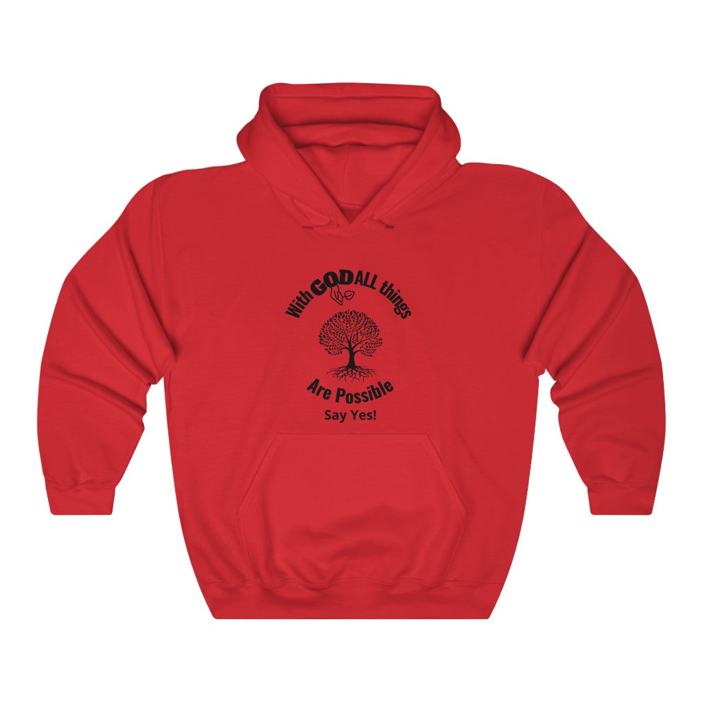 With GOD ALL Things Are Possible...Say Yes! Graphic Hoodie-Hoodie-Red-S-mysticalcherry