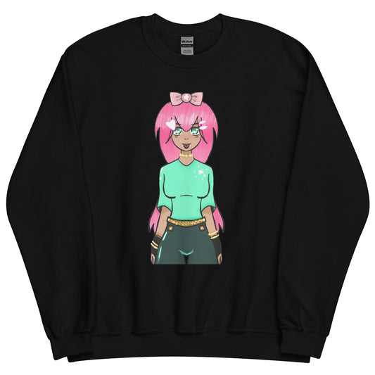 Bubble Gum Girl Crewneck Sweatshirt-sweatshirt-Black-S-mysticalcherry