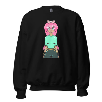 Bubble Gum Girl Crewneck Sweatshirt-sweatshirt-Black-S-mysticalcherry