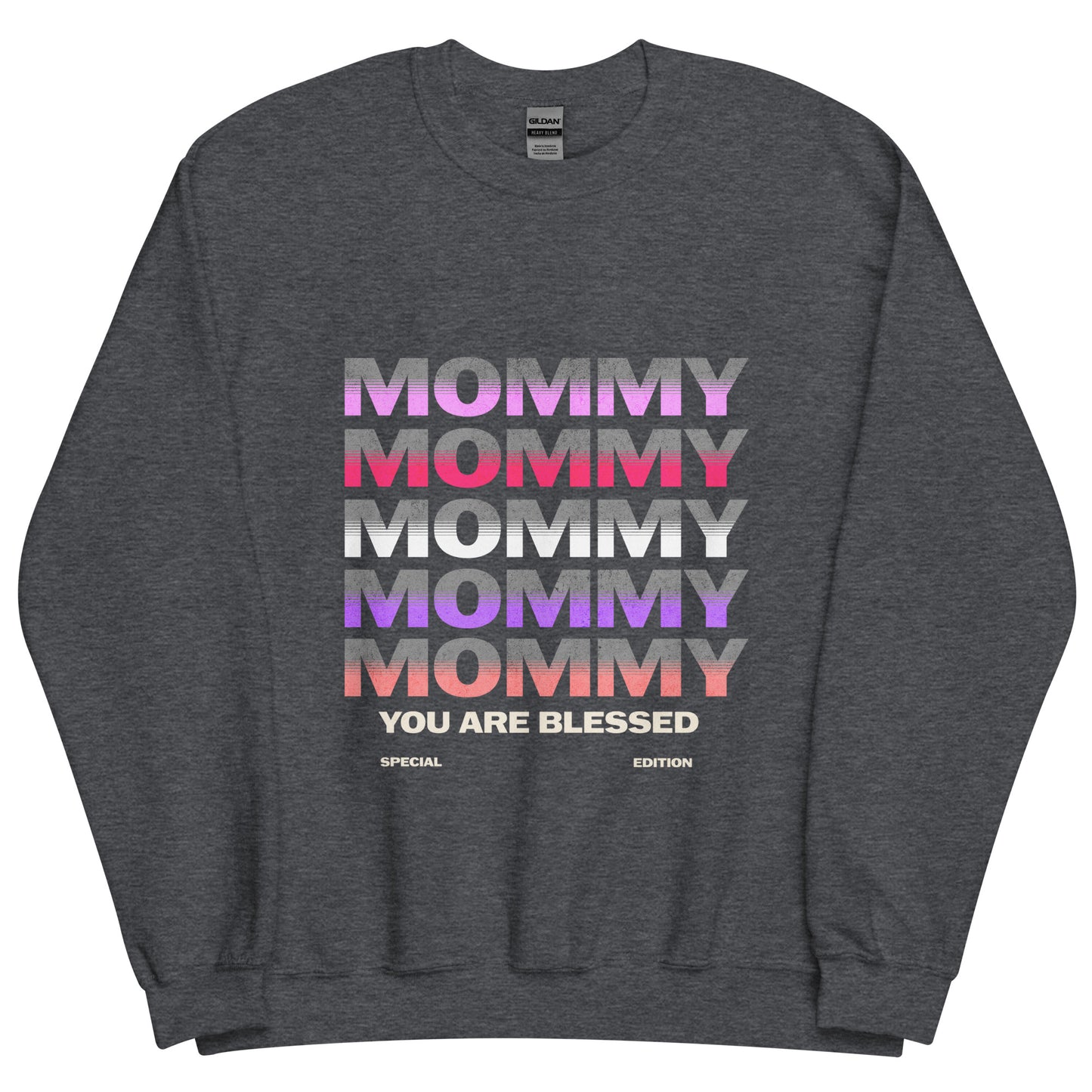 MOMMY Your Are BLESSED Special Edition Crewneck Sweatshirt-sweatshirt-Dark Heather-S-mysticalcherry