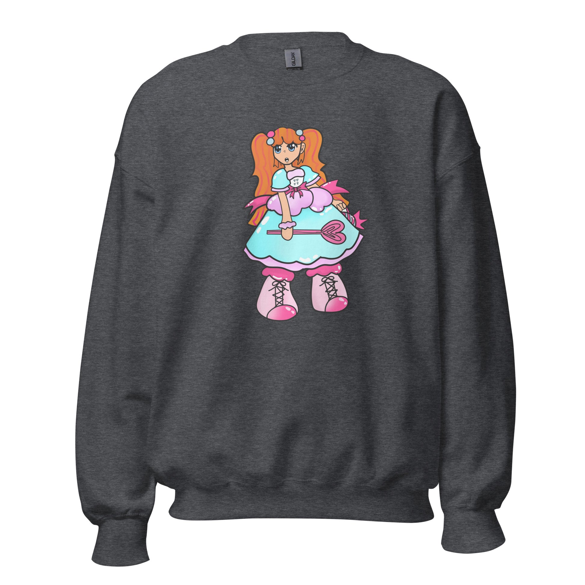 Kandie Character Crewneck Sweatshirt-sweatshirt-Dark Heather-S-mysticalcherry